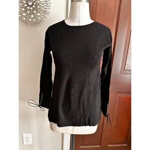 Philosophy black L/S sweater top with lace up cuffs XS